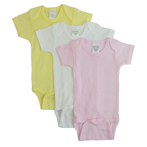 Bambini Pastel Short Sleeve Bodysuit Bodysuits, 3pk (Baby Girls)