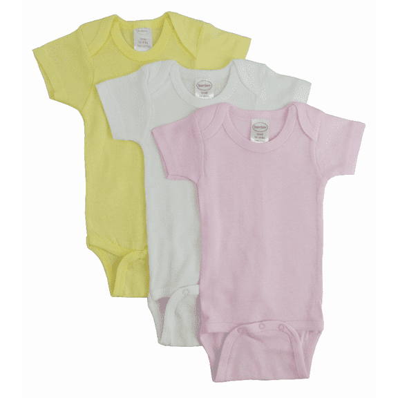 Bambini Pastel Short Sleeve Bodysuit Bodysuits, 3pk (Baby Girls)