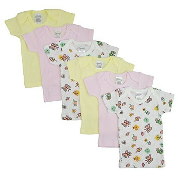 Bambini Pastel Short Sleeve Lap T-Shirts, 6pk (Baby Girls)