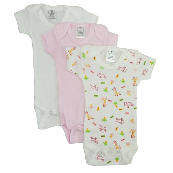 Bambini Preemie Printed Short Sleeve Variety Bodysuits, 3pk (Baby Girls)