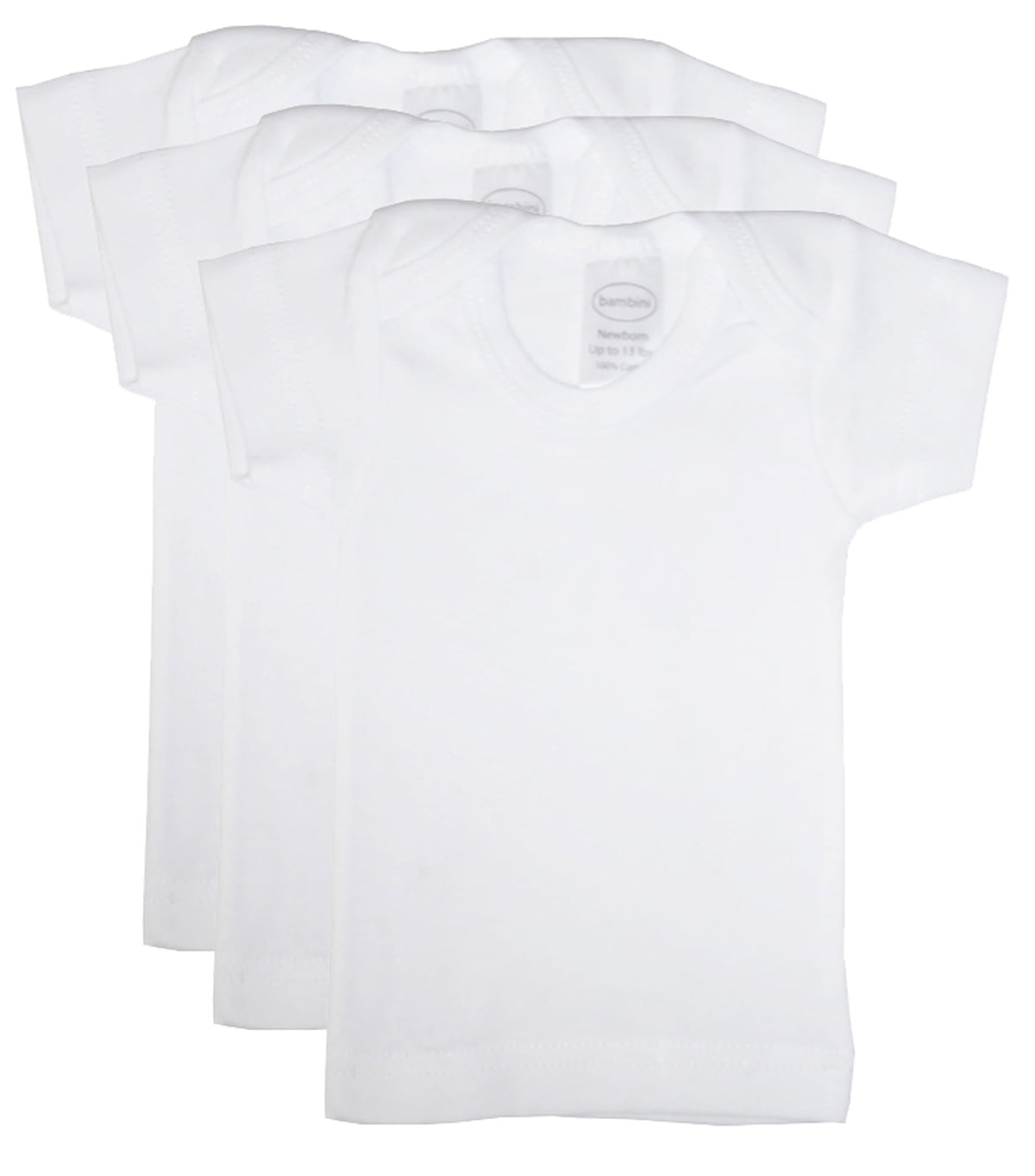 Bambini Preemie White Short Sleeve Lap T-Shirts, 3pk (Baby Boys or Baby ...