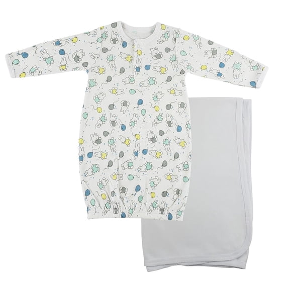 Bambini Print Infant Gown and Recieving Blanket