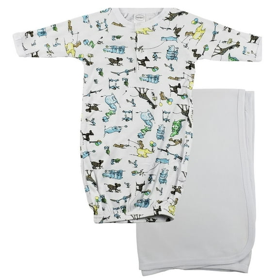 Bambini Print Infant Gown and Recieving Blanket