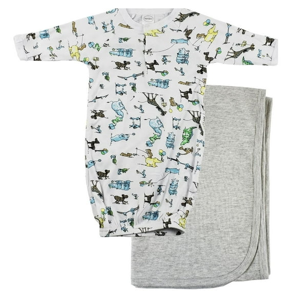 Bambini Print Infant Gown and Recieving Blanket