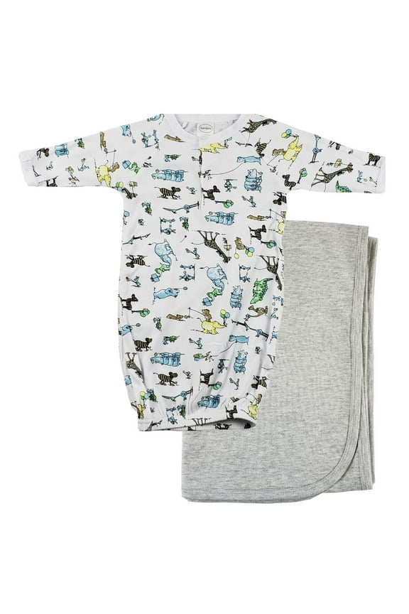 Print Infant Gown and Recieving Blanket
