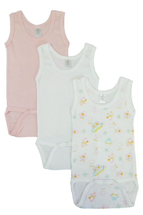 Printed Tank Top Bodysuits Bodysuits, 3pk (Baby Girls)
