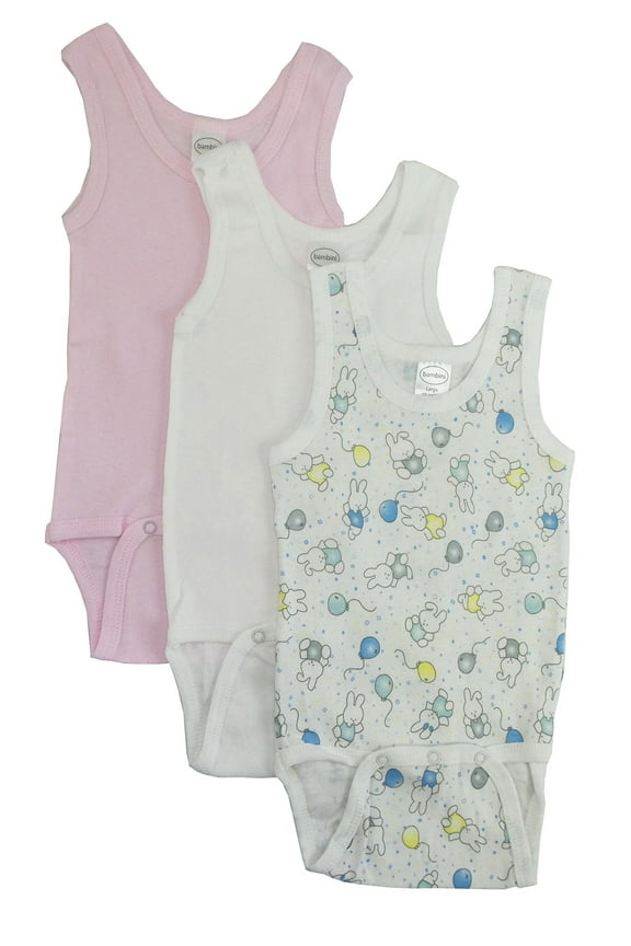 Printed Tank Top Bodysuits Bodysuits, 3pk (Baby Girls)