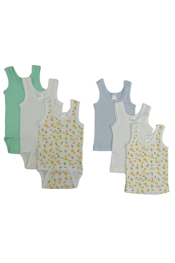 Printed Tank Tops and Sleeveless Bodysuits, 6pk (Baby Boys)
