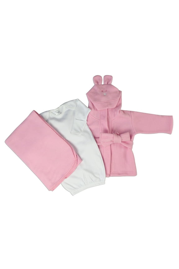 Robe, Gown & Fleece Blanket Baby Shower Layette Gift Set, 3pc (Baby Girls)