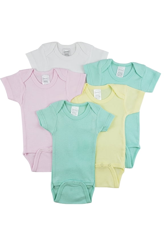 5-Piece Pastel Comfortable Newborn Bambini Short Sleeve One Piece With Snaps