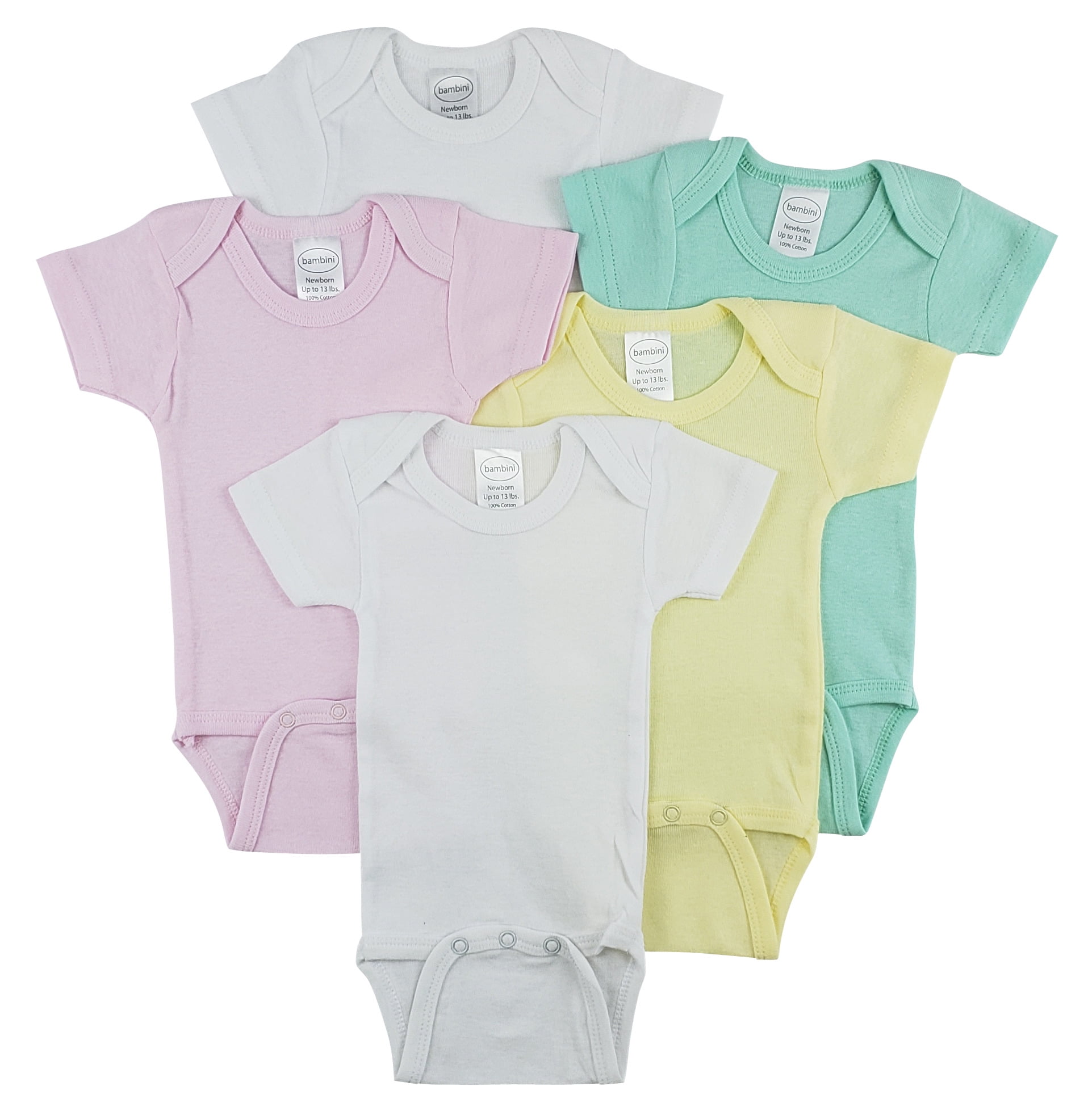 5-Piece Pastel Cotton Newborn Bambini Short Sleeve One Piece - Walmart.com