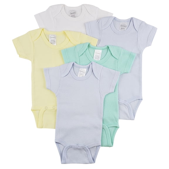 5-Piece Shades of Blue Newborn Comfortable Short Sleeve One Piece