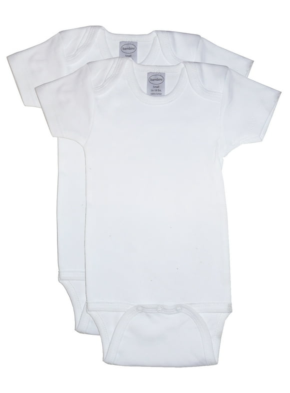 Bambini Short Sleeve White Bodysuits, 2pk (Baby Boys Or Baby Girls, Unisex)