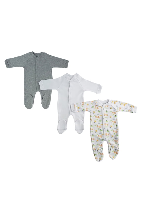 Sleep and Play Unisex Bodysuit Closed Toe Long John One-Piece, 3-Pack
