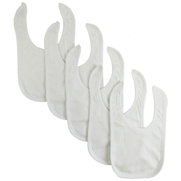 Bambini Solid White Bib (Pack of 5)