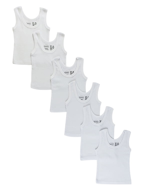Bambini Unisex Baby 6-Pack Tank Tops - white, 0 - 6 months/up to 13 lbs (Newborn)
