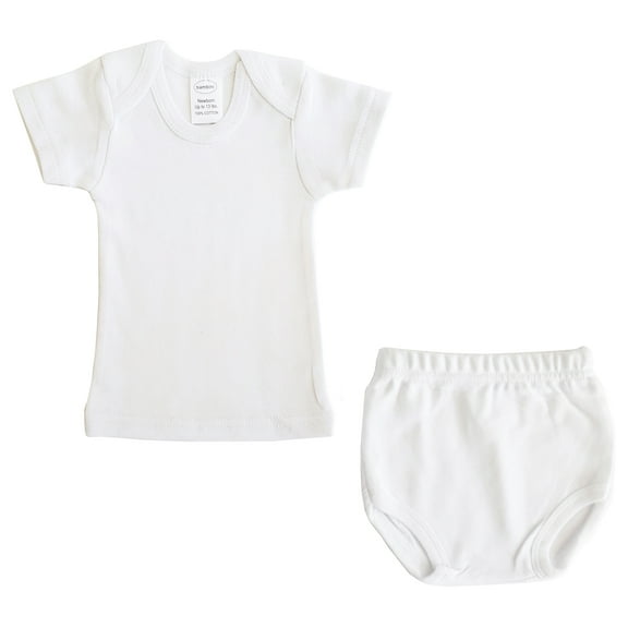 Bambini White Interlock T- Shirt & Panty Set (Baby Boys or Baby Girls, Unisex)