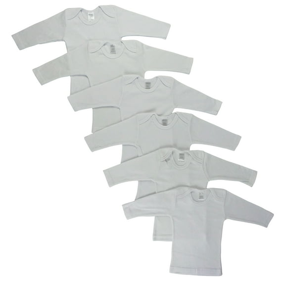 Bambini White Long Sleeve Lap T-shirts 6 Pack