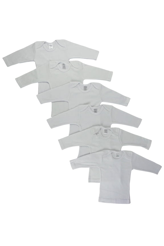 White Long Sleeve Lap T-shirts 6 Pack