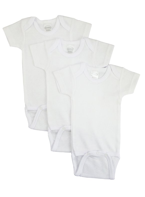 Bambini White Short Sleeve Bodysuits, 3pk (Baby Boys or Baby Girls, Unisex)