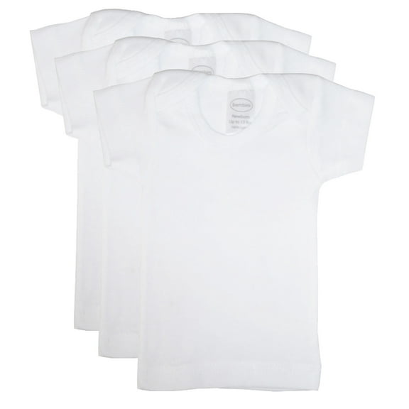 Bambini White Short Sleeve Lap T-Shirts, 3pk (Baby Boys or Baby Girls, Unisex)