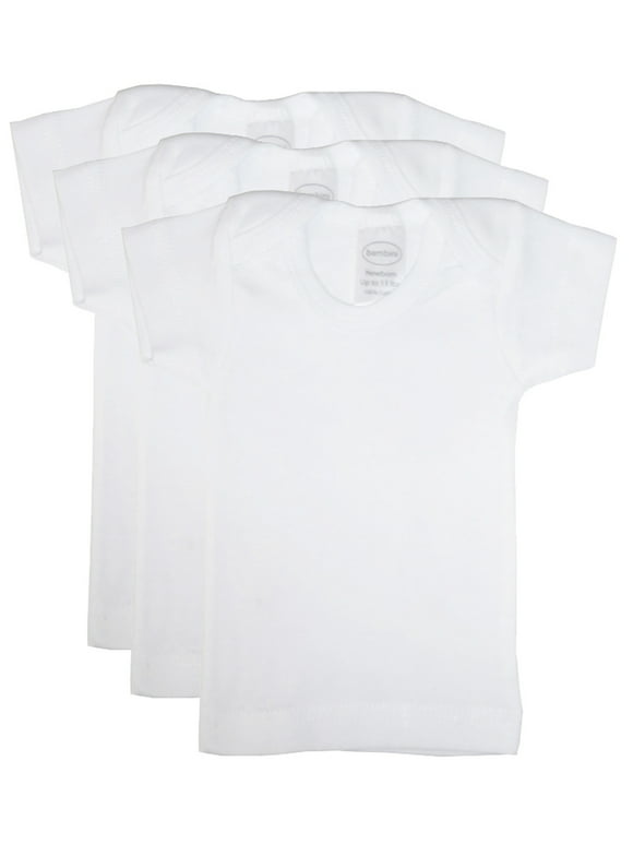 Bambini White Short Sleeve Lap T-Shirts, 3pk (Baby Boys or Baby Girls, Unisex)