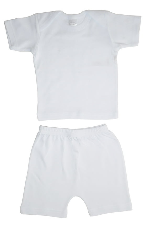 White Short Sleeve T-Shirt & Shorts, 2pc Outfit Set (Baby Boys or Baby Girls, Unisex)