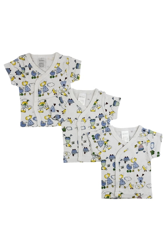 White Side Snap Short Sleeve Shirt - 3 Pack
