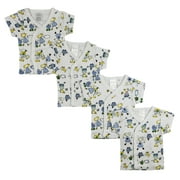 Bambini White Side Snap Short Sleeve Shirt, 4 Pack Newborn