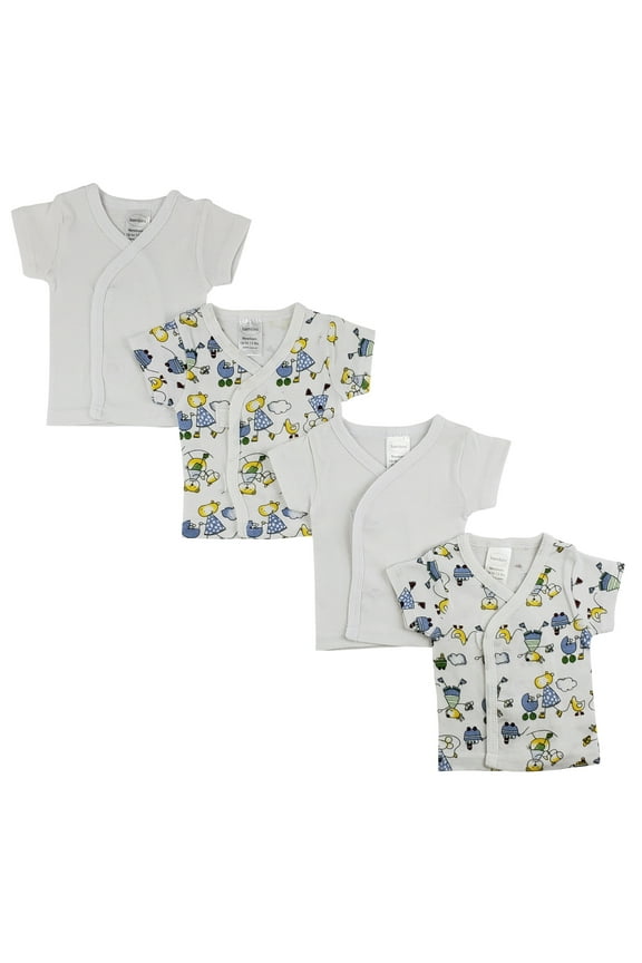 White Side Snap Short Sleeve Shirt - 4 Pack