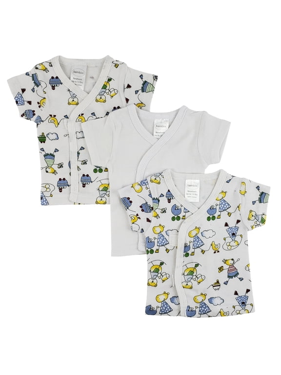 Bambini White Side Snap Short Sleeve T-Shirts (Newborn) 3 Pack