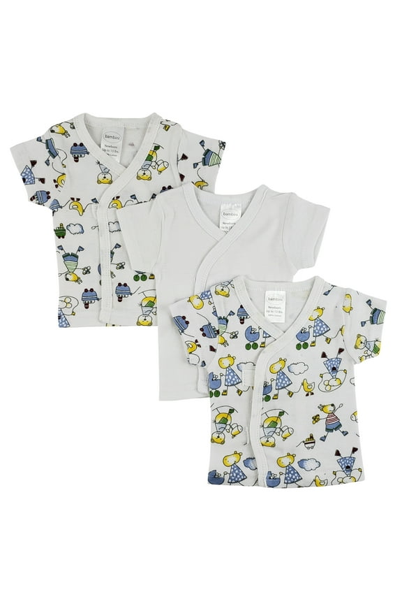 White Side Snap Short Sleeve T-Shirts (Newborn) 3 Pack