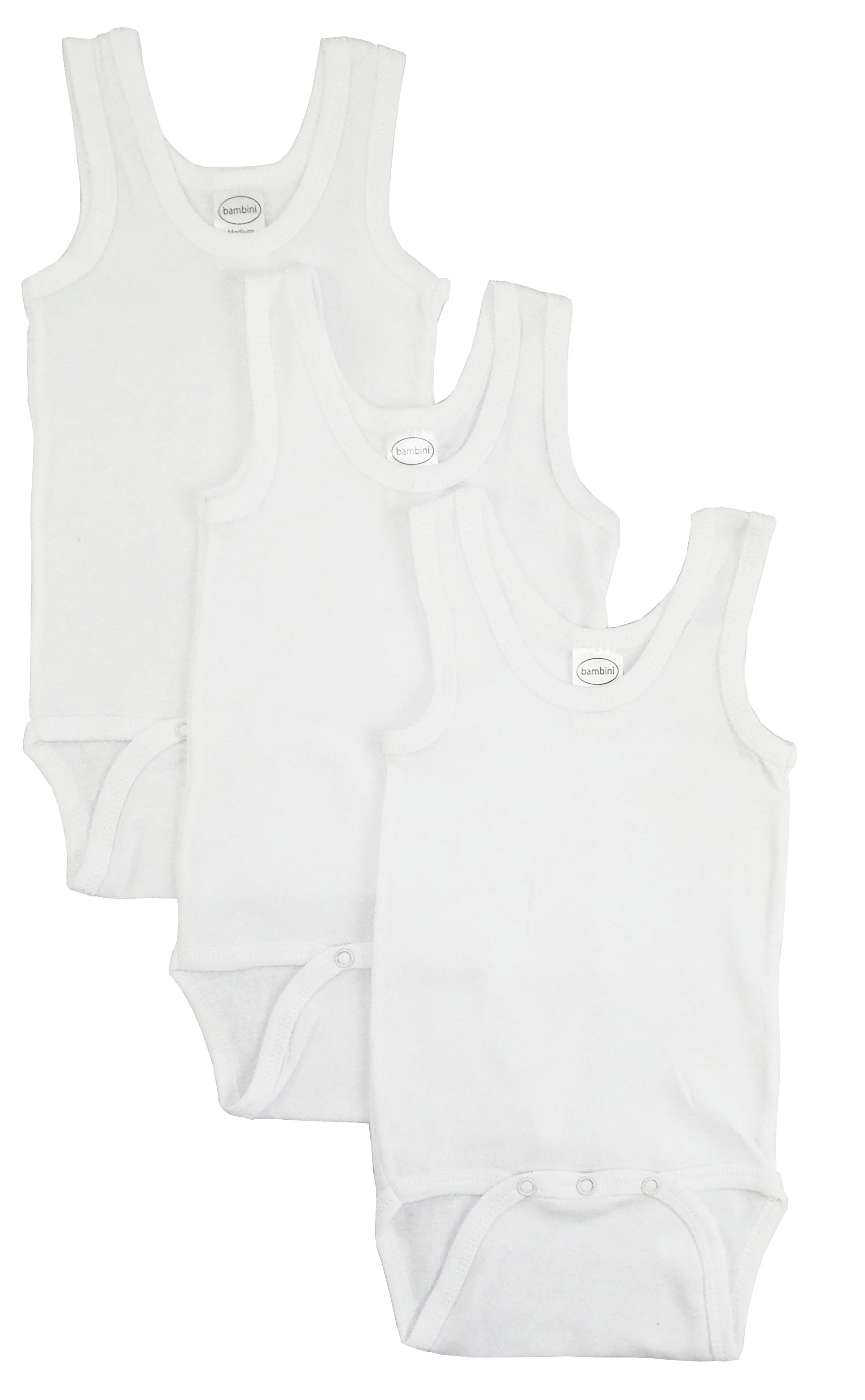 Bambini White Tank Top Bodysuits, 3pk (Baby Boys Or Baby Girls, Unisex)