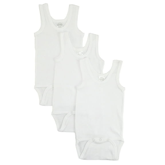 Bambini White Tank Top Bodysuits, 3pk (Baby Boys Or Baby Girls, Unisex)