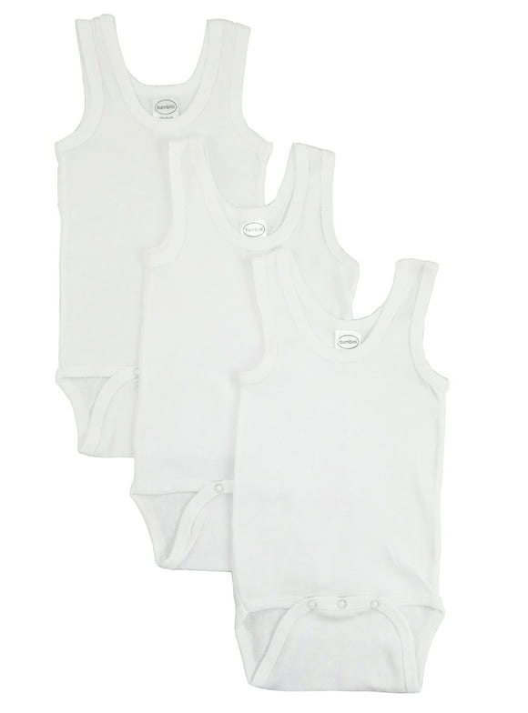 Bambini White Tank Top Bodysuits, 3pk (Baby Boys Or Baby Girls, Unisex)
