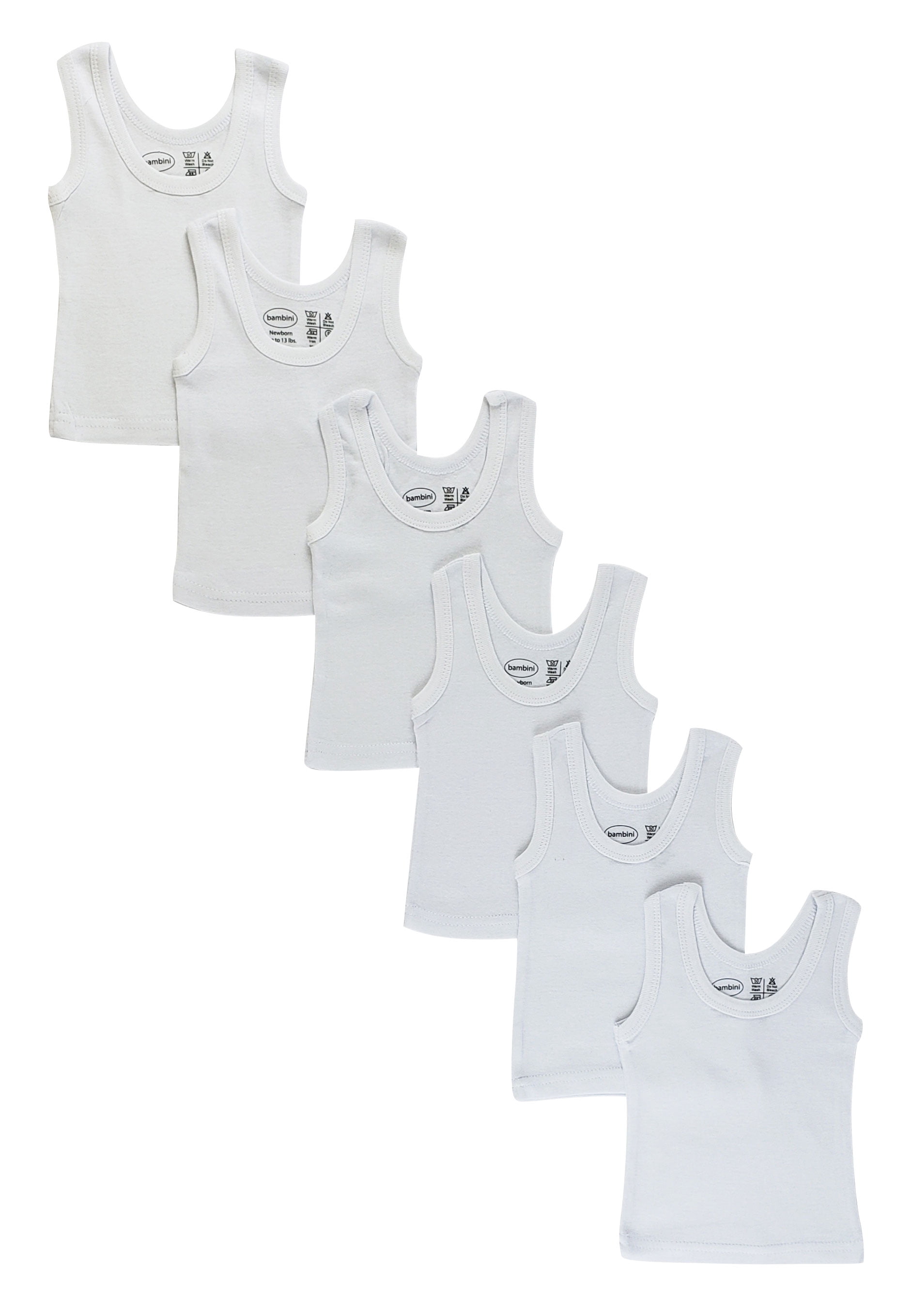 Bambini White Tank Tops, 6pk (Baby Boys or Baby Girls, Unisex)