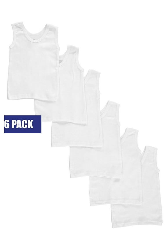 Unisex Baby 6-Pack Tank Tops - white, 6 - 12 months/14-18 lbs (Newborn)