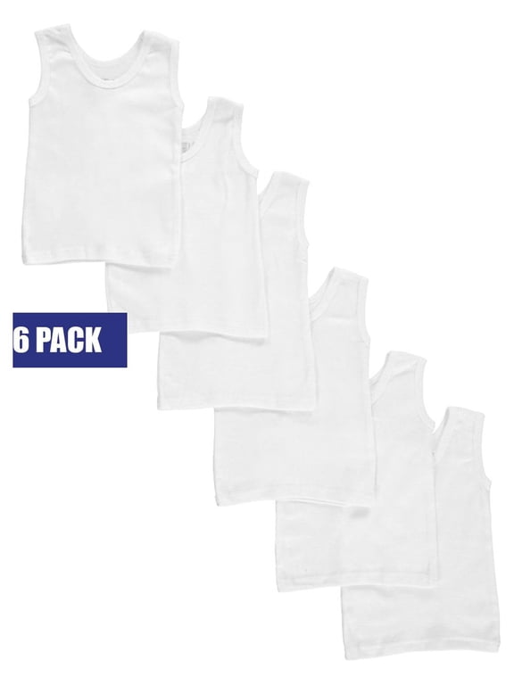 White Tank Tops, 6pk (Baby Boys or Baby Girls, Unisex) - Size S (6-12 Mo)