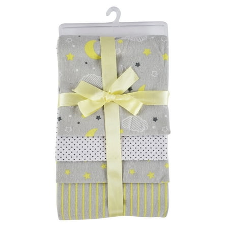Bambini Yellow Cotton Flannel Receiving Blankets (4 Count)