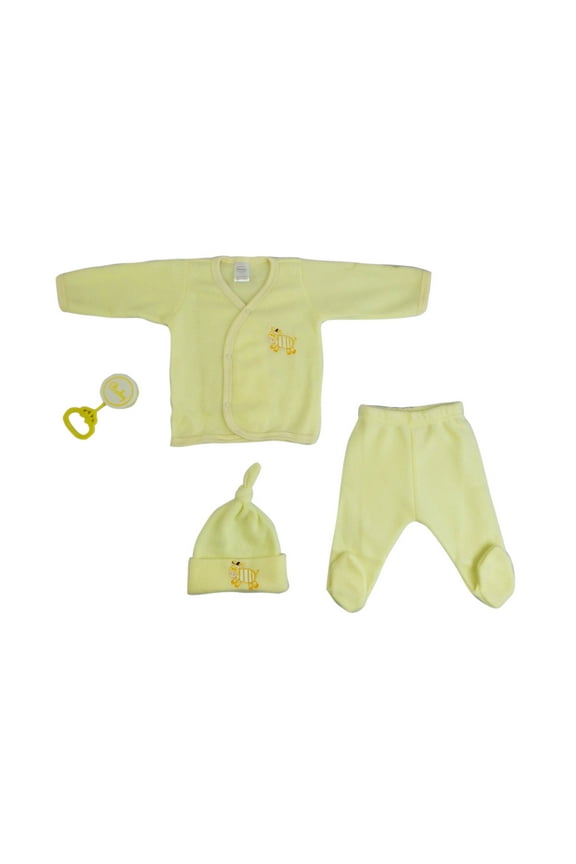 Yellow Fleece Baby Shower Layette Gift Set, 4pc (Baby Boys or Baby Girls, Unisex)