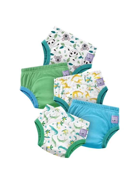 5 PACK Reusable Potty Training Pants for Boys and Girls - (3T-4T / Age 3-4 Years) Wild Life, Reusable Cotton Underwear for Toddlers