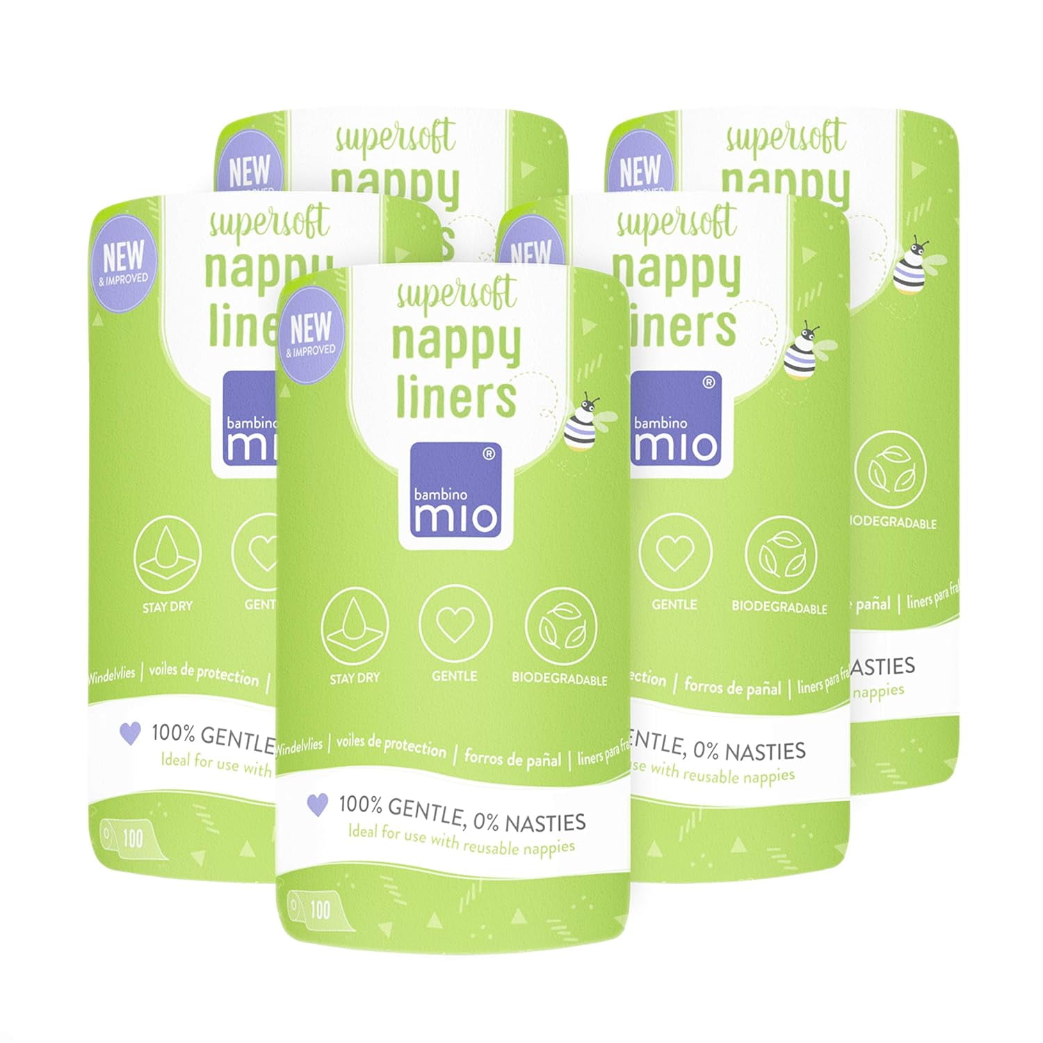 Bambino Mio, Cloth Diaper Liners, 5 Pack