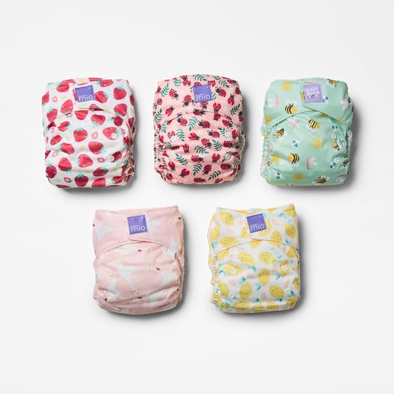 Bambino Mio Reusable Cloth Diaper Set - 5 All-in-One Diapers - Bugs Life