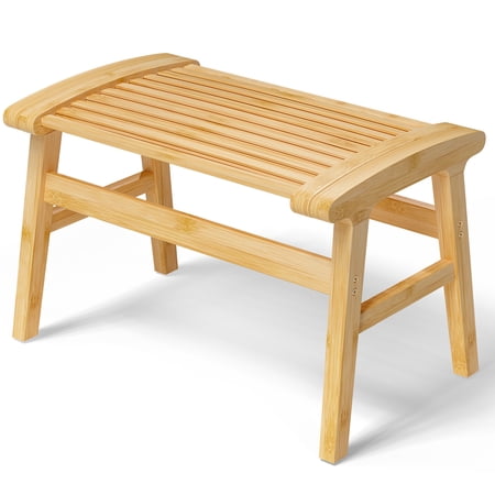Bambloom Bamboo Shower Bench,Nonslip Shower Chair with Soft Surface,350 lbs Capacity