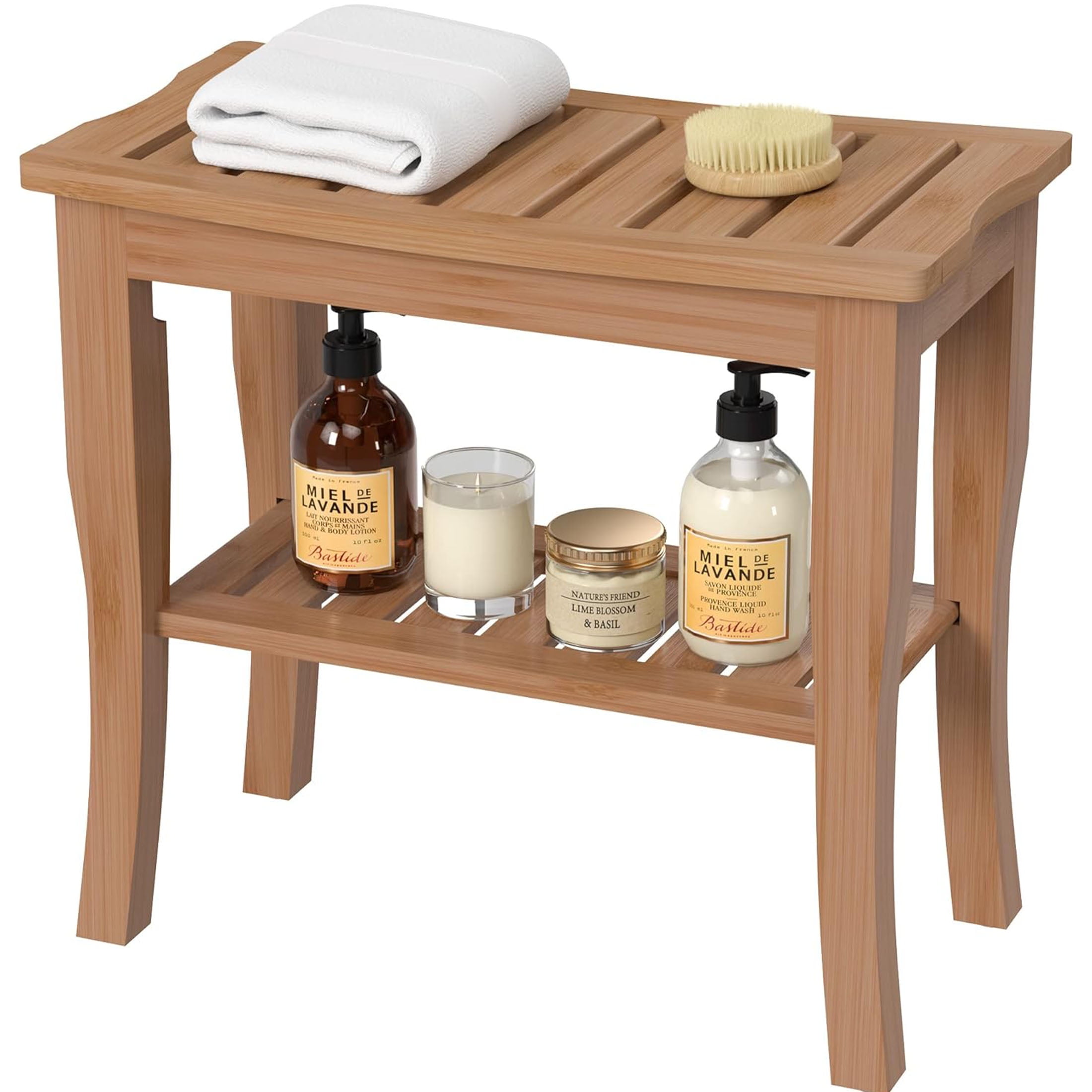 Bambloom Bamboo Shower Bench,Waterproof NonSlip Shower Chair for