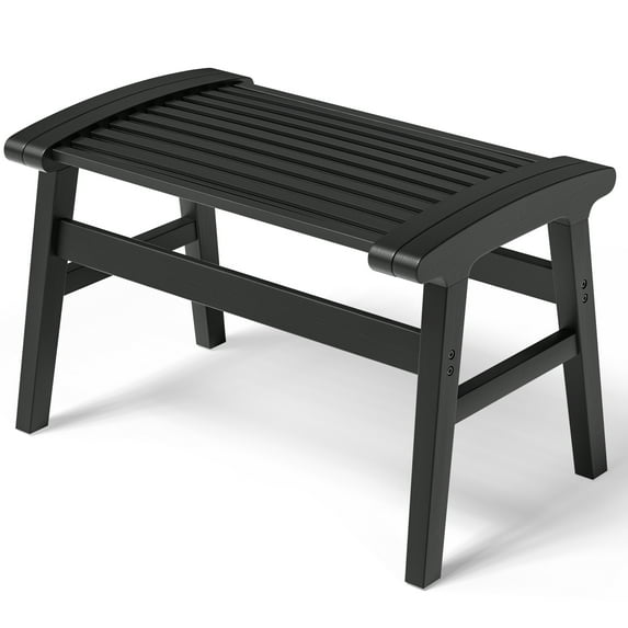 Bambloom Bamboo Shower Stool,Non Slip Shower Seat with Soft Surface, Black