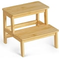 thumbnail image 1 of Bambloom Bamboo Two Step Stool for Adults and Kids, Bed Stepstool with Anti-Slip Bottom, Heavy Duty for Kitchen, Bathroom, Bedside Step Stool, Wooden Step Stairs 300 lbs Capacity,Bamboo, 1 of 7