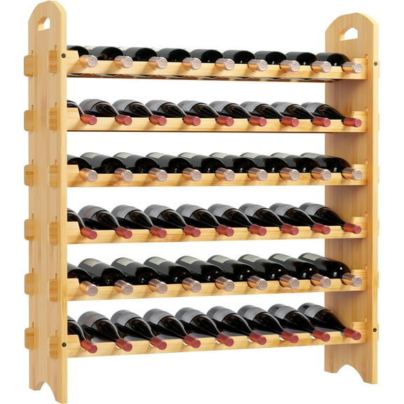 Bambloom Bamboo Wine Rack, Sturdy and Durable Wine Storage Cabinet Shelf, Wine Racks Countertop for Pantry,Kitchen,6-Tier 54 Bottles Wine Rack ,Bamboo