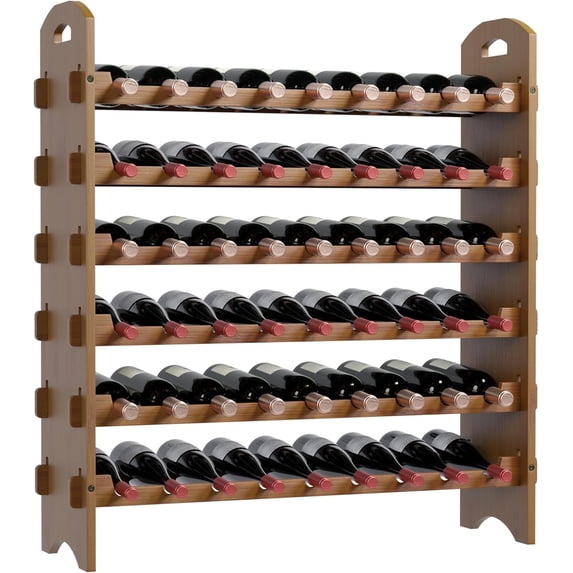 Bambloom Bamboo Wine Rack, Sturdy and Durable Wine Storage Cabinet Shelf, Wine Racks Countertop for Pantry,Kitchen,6-Tier 54 Bottles Wine Rack ,Dark Brown