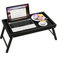 thumbnail image 1 of Bambloom Bed Tray Table with Foldable Legs,Bamboo Breakfast Tray  for Sofa,Bed,Eating,Working,Black, 1 of 7